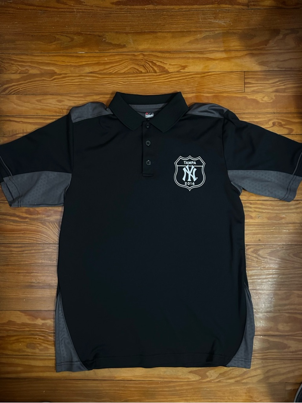 Tampa Shield Polo Shirt in Black & Gray